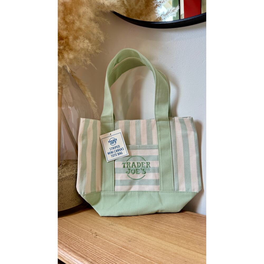 Trader Joe's Mini Striped Canvas Tote Bag Set NWT - Picture 2 of 10